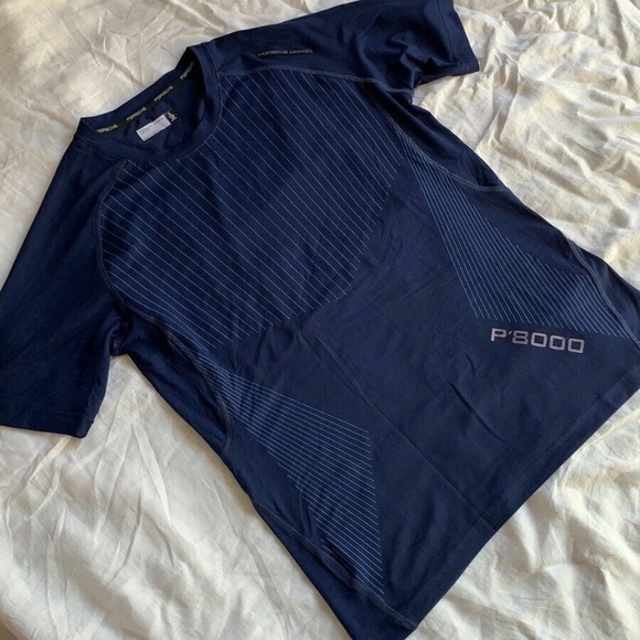 RARE Adidas Porsche Design Navy Blue Athletic Stretch Shirt P’8000 Medium - Picture 10 of 11